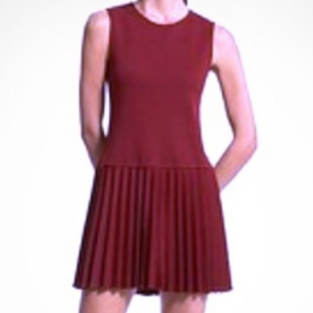 Theory | burgundy pleated midi size medium
